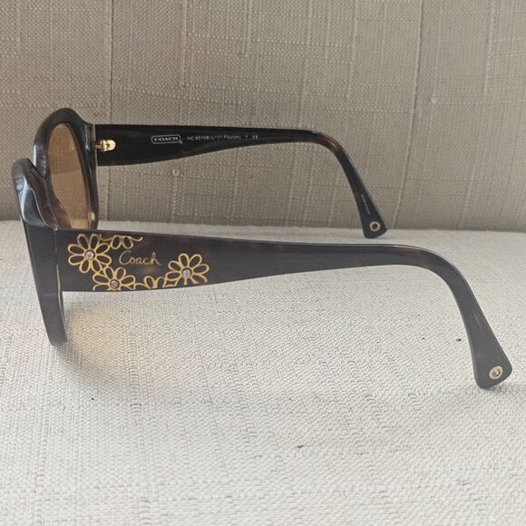 Coach Women Sunglasses Yellow Tone Lenses HC8010 PAYTON Dark Tortoise Eye Wear